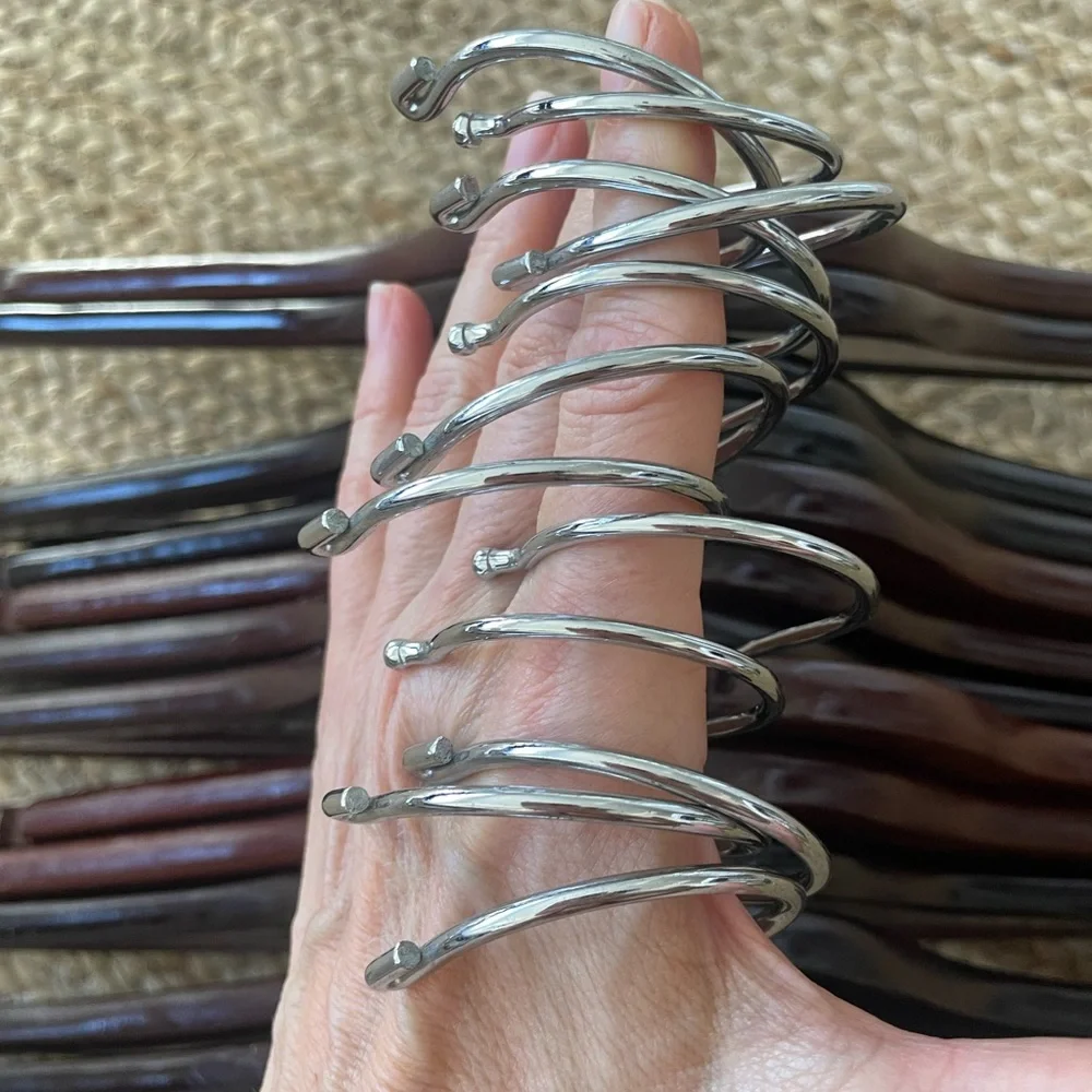 Set 12 Wood Hangers Inch dark wood